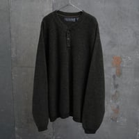 90’s~ Cotton/Acrylic henry neck mélange knit sweater