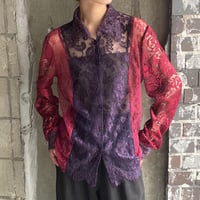 color lace blocking L/S shirt