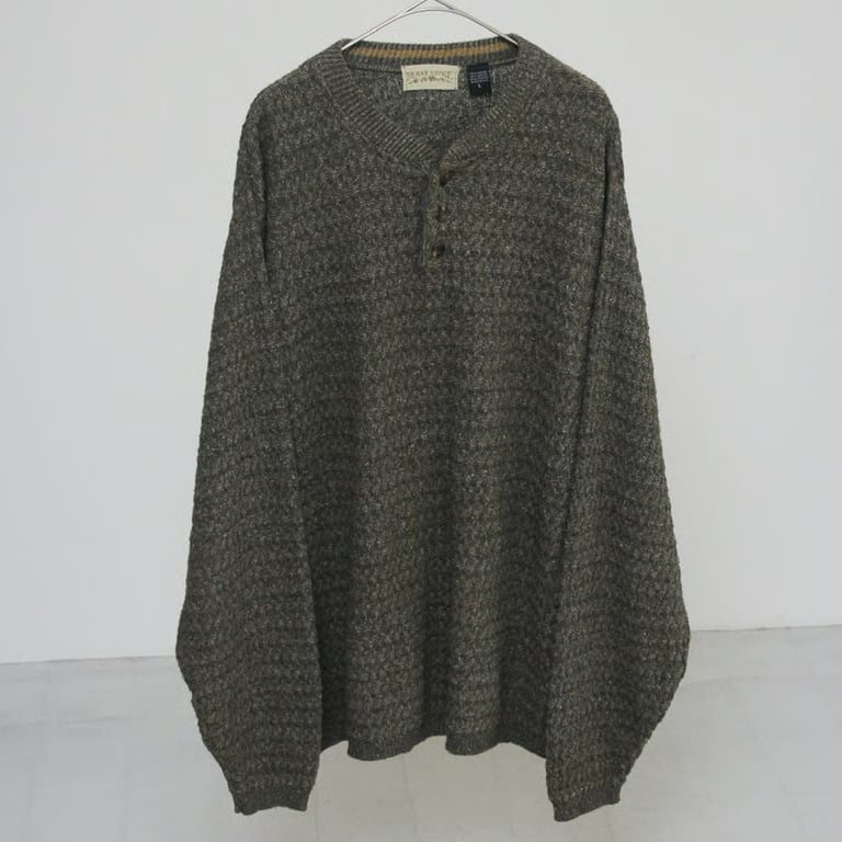 90s melange henry neck knit sweater