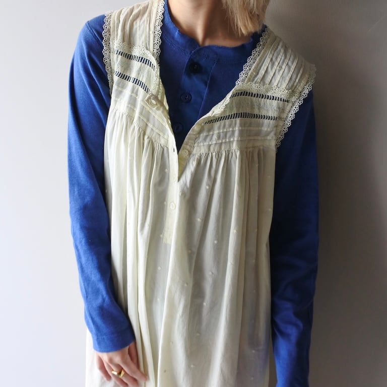 ~90’s LONG JOHN henry neck rib knit L/S tee “Blue”