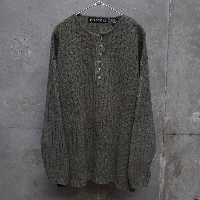 90‘s~ PAZZO lib design henry neck ramie/cotton knit