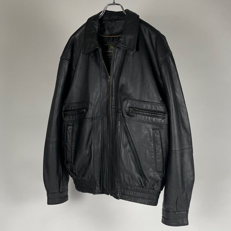 レザージャケット（leather zip up jacket）