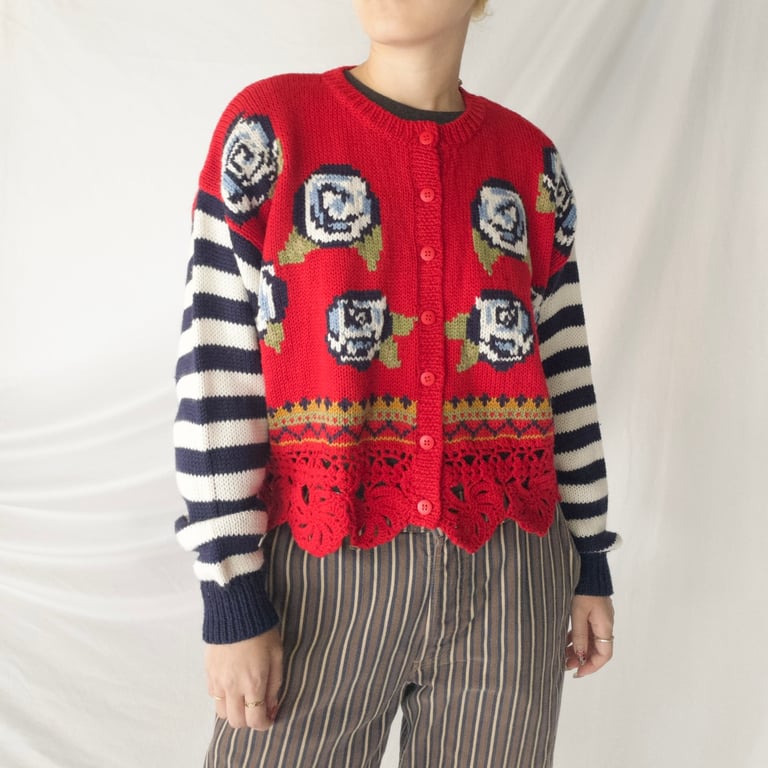 90年代 カーディガン（90s mulch design knit cardigan）