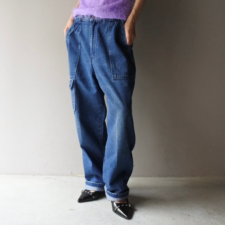 90s LANDS' END cargo denim pants made in USA