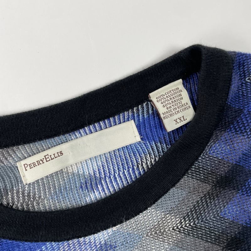 希少 薄手 90s perry ellis グラデーション ニット カットソー 90s~ PERRY ELLIS all pattern cotton knit | sui