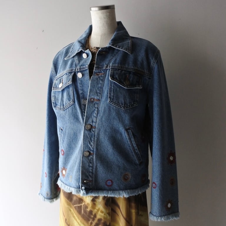 Calvin Klein Jeans floral embroidered denim jacket