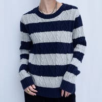 striped cotton cable-knit sweater