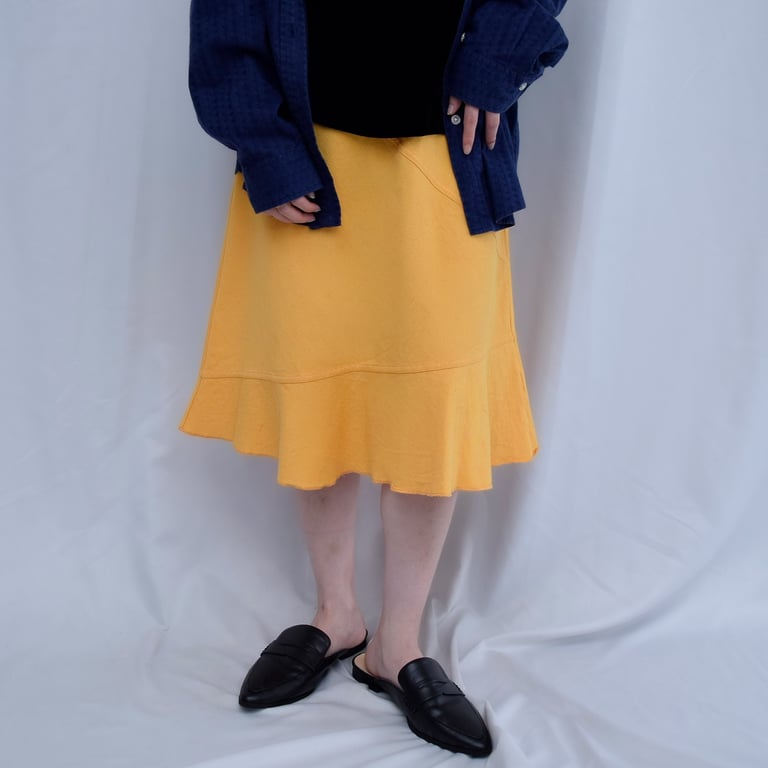 switching design easy flare skirt "yellow"