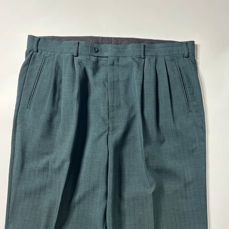 90’s~ Striped pattern polyester tuck slacks