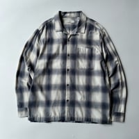 ombre plaid open collar viscose shirt