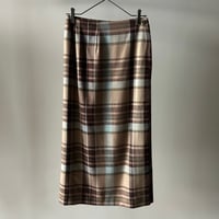 Plaid wool × rayon skirt