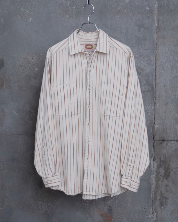 80’s BANANA REPUBLIC stripe pattern cotton L/S shirt