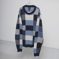 00s JOS. A. BANK block check merino wool/silk knit sweater