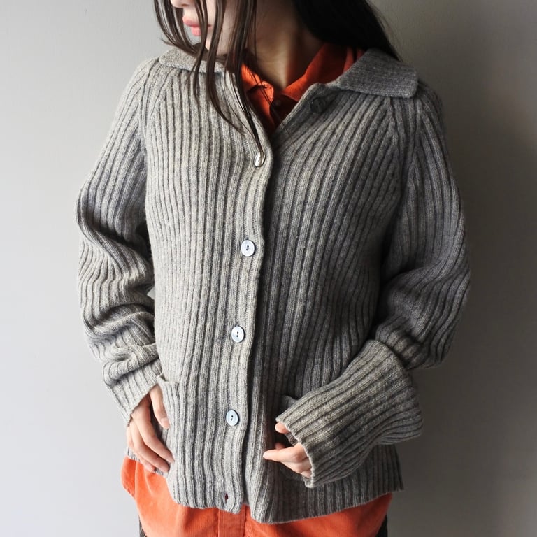 カーディガン（Rib design wool knit cardigan）