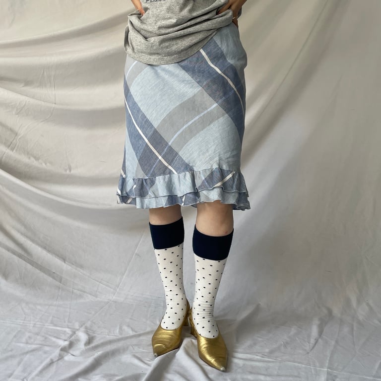 plaid pattern frill skirt