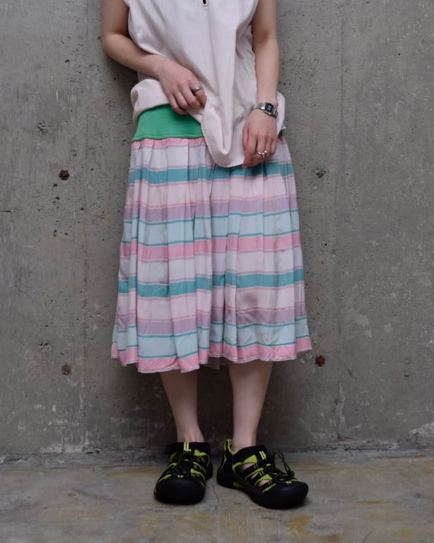 80's~ multi striped flare skirt