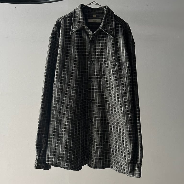 90年代 チェックシャツ（90s MARCA plaid pattern polyester L/S shirt）