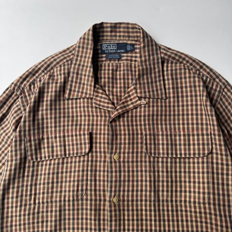 90s Ralph Lauren “MAXSTEAD” plaid open collar shirt