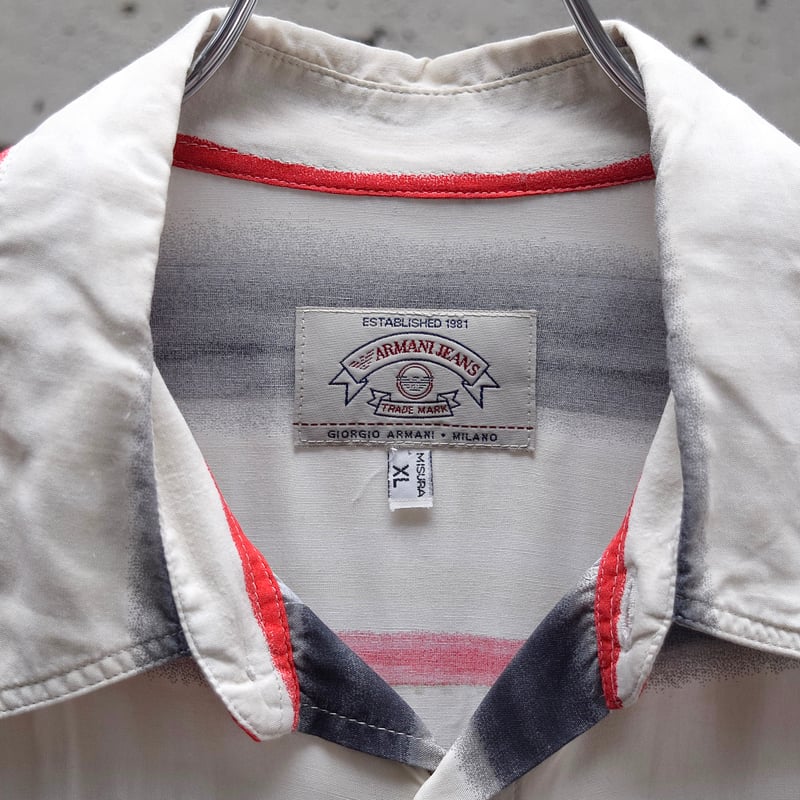 90's ARMANI JEANS stripe pattern viscose S/S sh