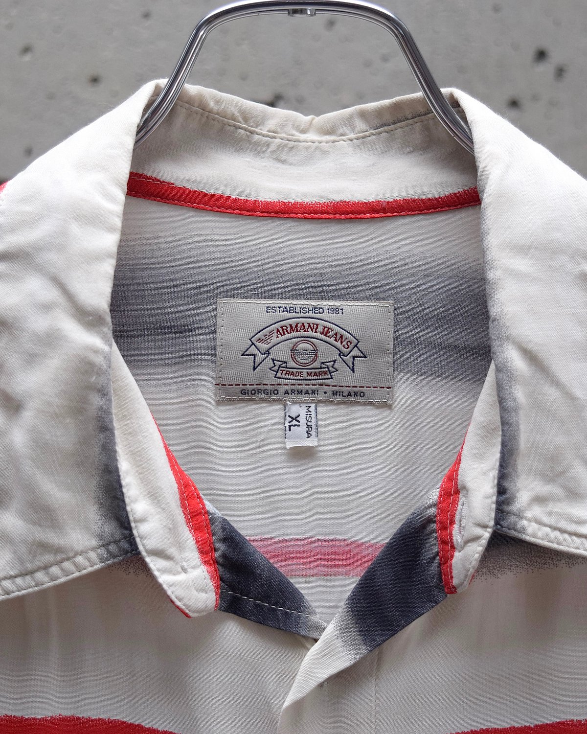 90's ARMANI JEANS stripe pattern viscose S/S sh