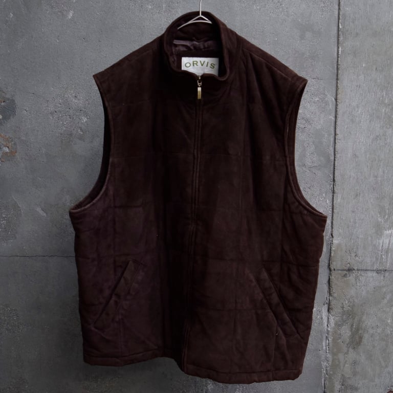 00’s ORVIS suède leather quilting vest