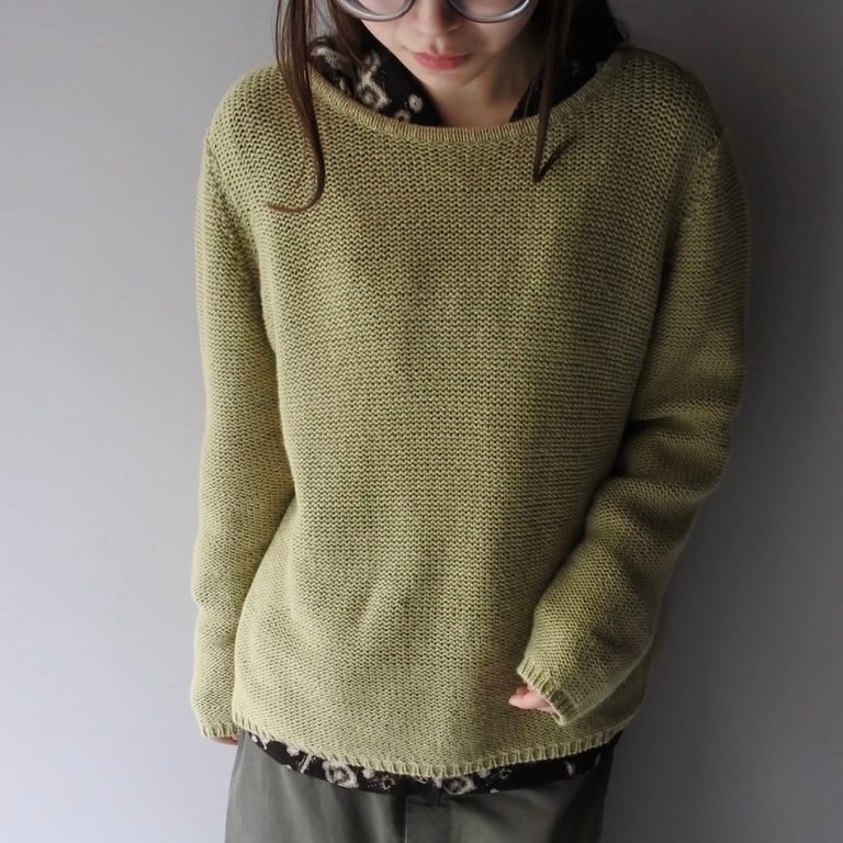Boat neck mesh knit sweater