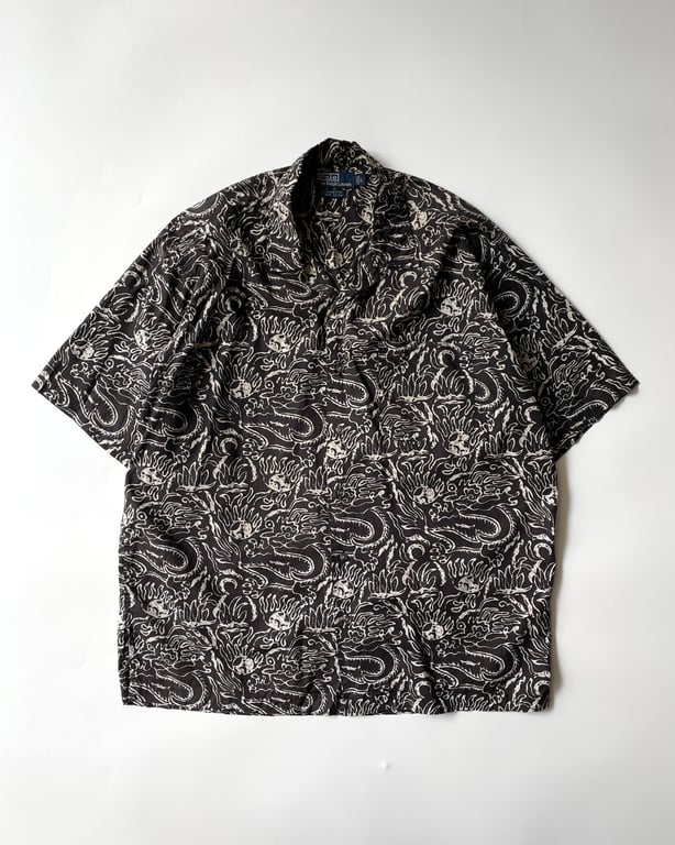 90s Ralph Lauren "CLAYTON" dragon pattern open collar shirt｜ラルフローレン