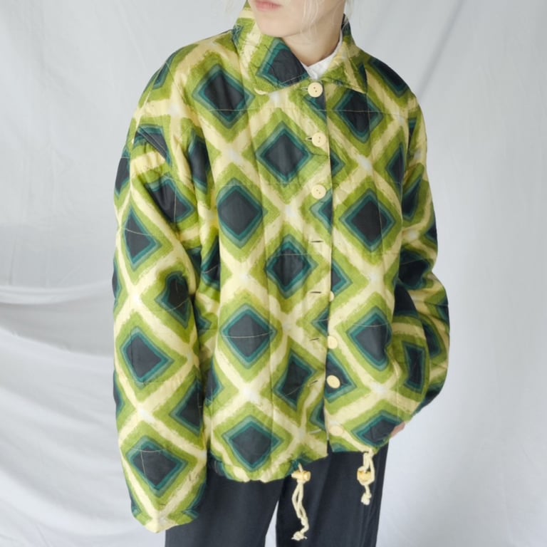 90s Geometric pattern silk jacket