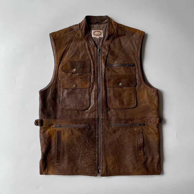 80s Banana Republic leather safari vest｜バナナリパブリック
