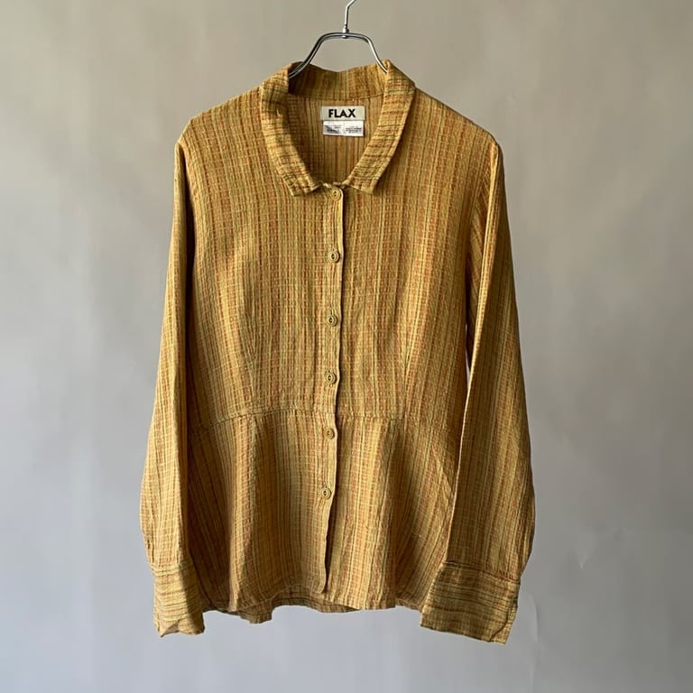 リネンシャツ（FLAX plaid pattern linen shirt）