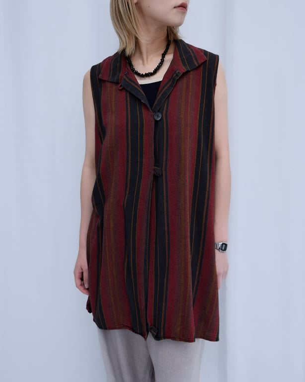 striped cotton/rayon middle vest