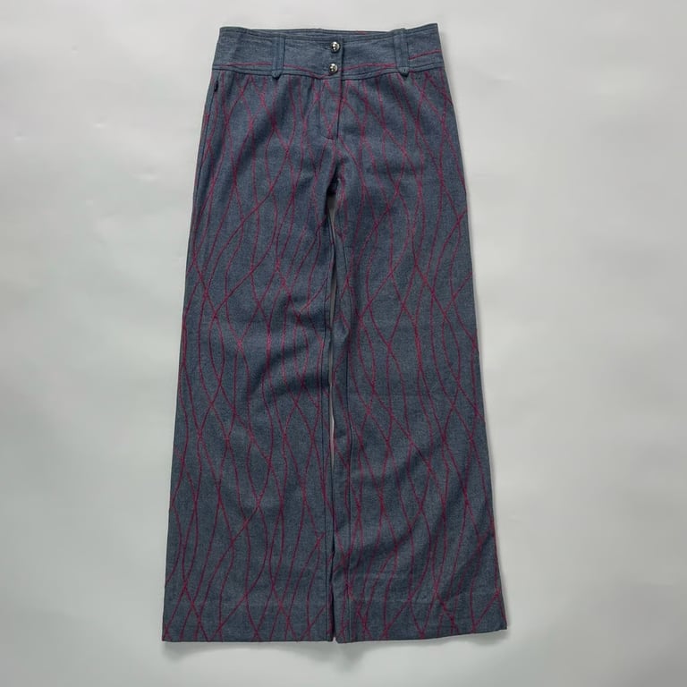00s material low-rise flare pants