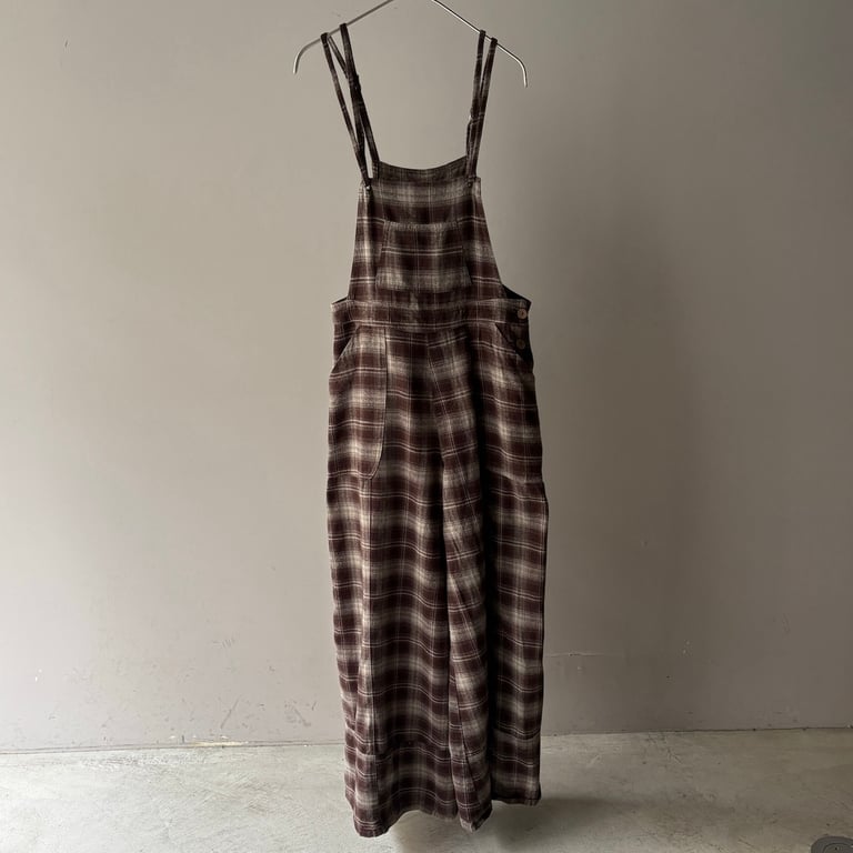 Plaid wide flare salopette