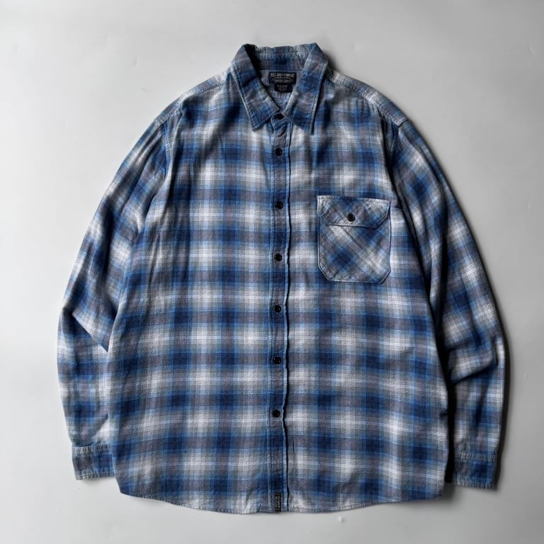 POLO JOENS COMPANY ombre plaid print flannel shirt