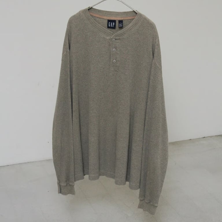 00s GAP henley neck thermal L/S T-shirt