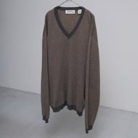 1990s~ ORVIS herringbone pattern v-neck cashmere knit sweater