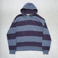 1980s~  L.L.Bean stripe pattern cotton henry neck knit hoodie