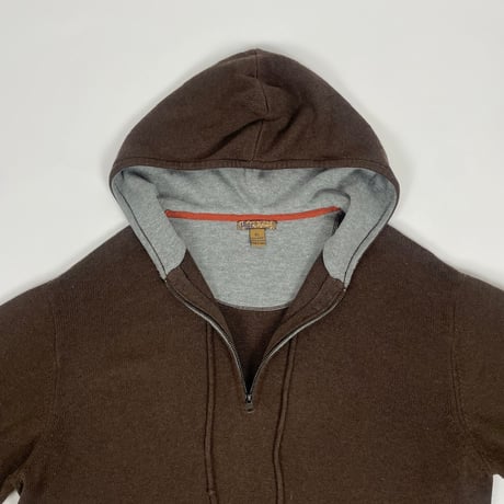 Blue elbow patch knit hoodie