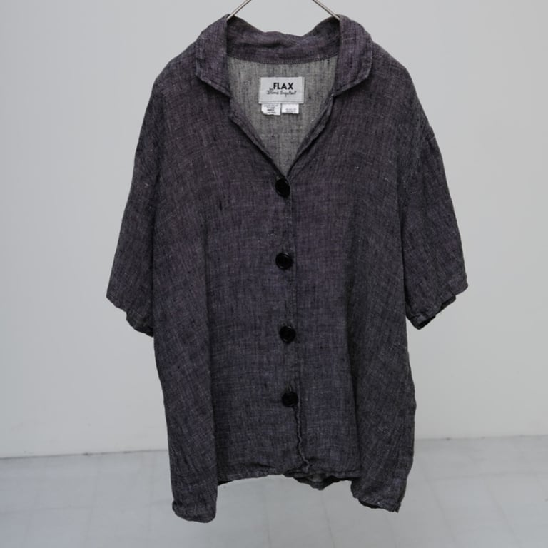 90年代 リネンシャツ（90s Flax linen S/S design shirt）