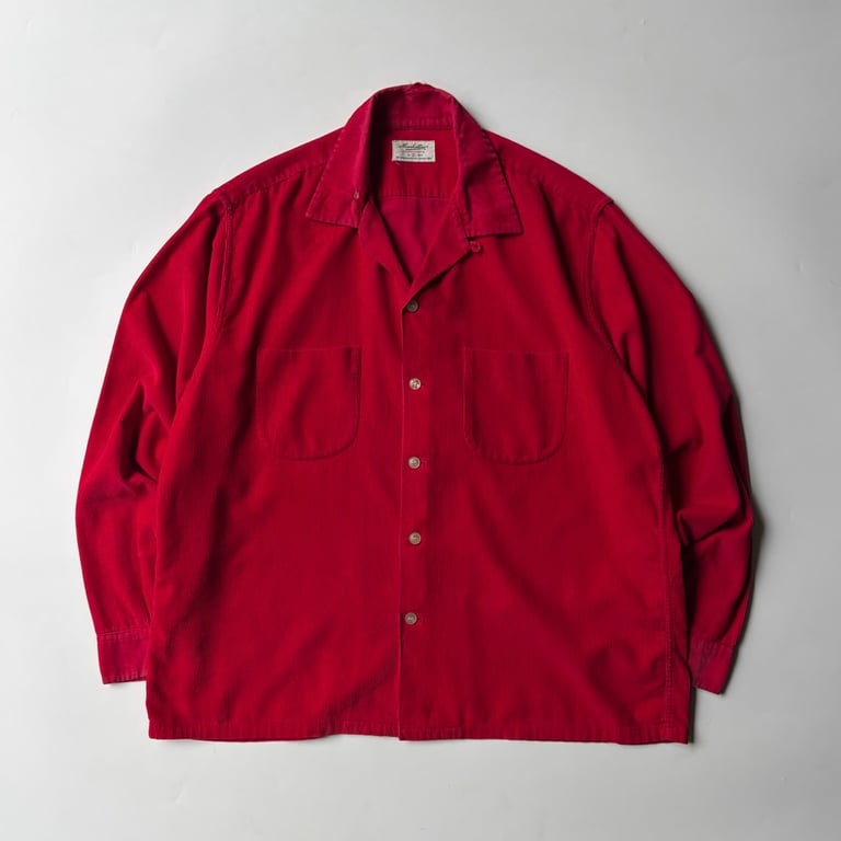 60年代 開襟シャツ（60s Manhattan open collar corduroy shirt）