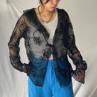 Flower design see-through blouse
