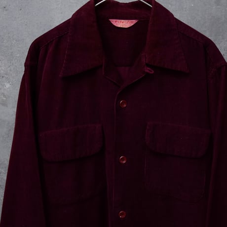 40’s~ PILGRIM corduroy open collar shirt