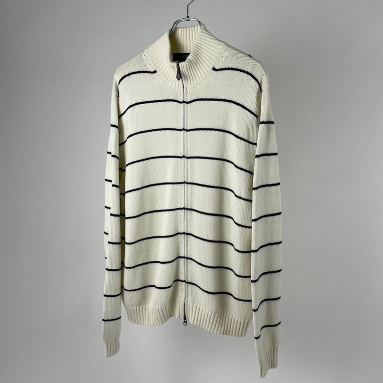 Brooks Brothers border double zip cotton drivers knit
