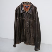 00s Gap leather double zip up jacket