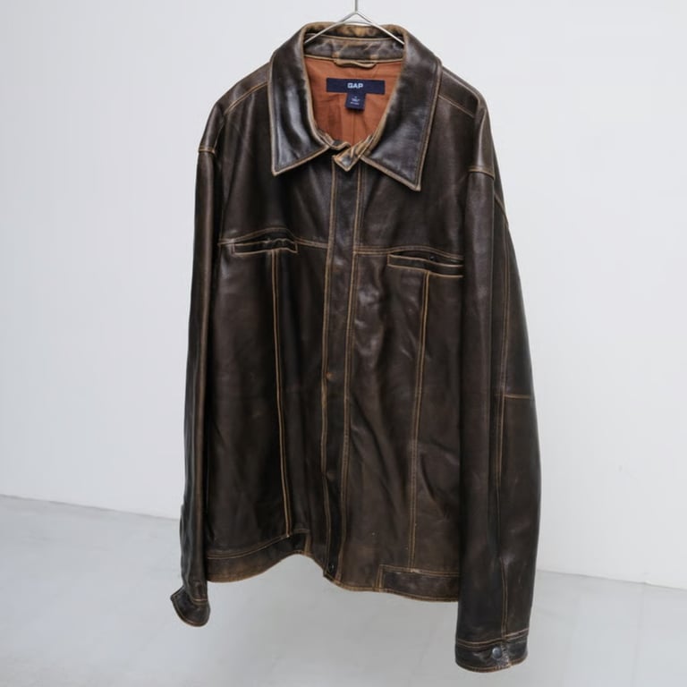 2000年代 ギャップ レザージャケット（00s Gap leather double zip up jacket）