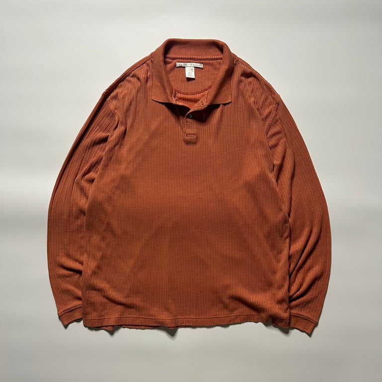 90’s PERRY ELLIS cotton/tencel L/S knit polo shirt