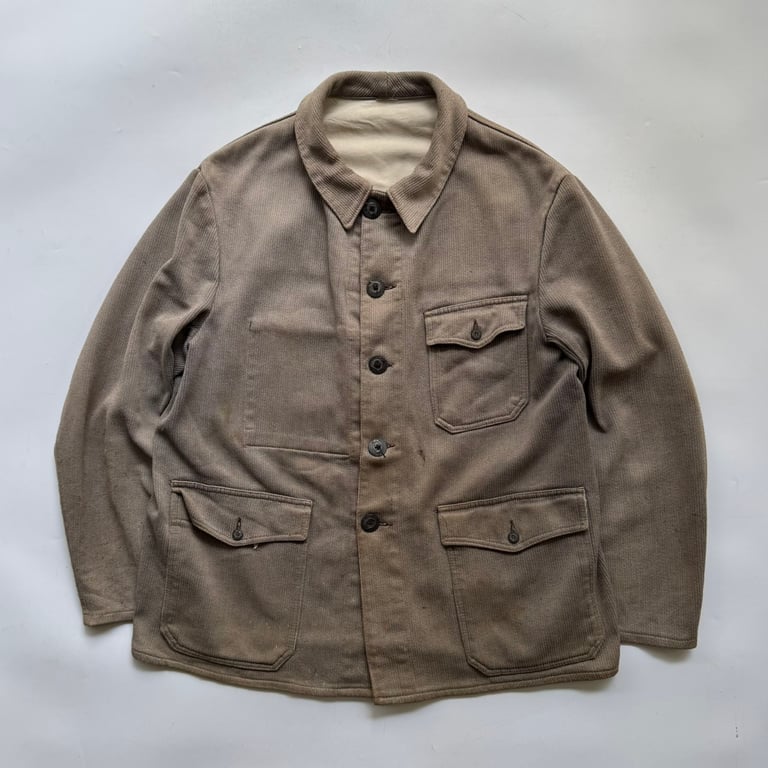 50s French vintage cotton pique hunting jacket