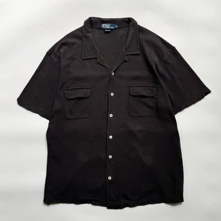90s Ralph Lauren cotton open collar shirt｜ラルフローレン