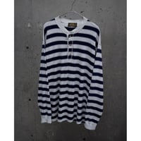 80’s~ Eddie bauer striped henry neck L/S tops