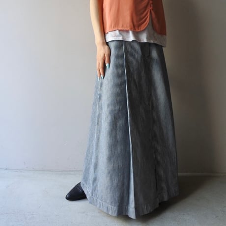 hickory striped cotton long skirt